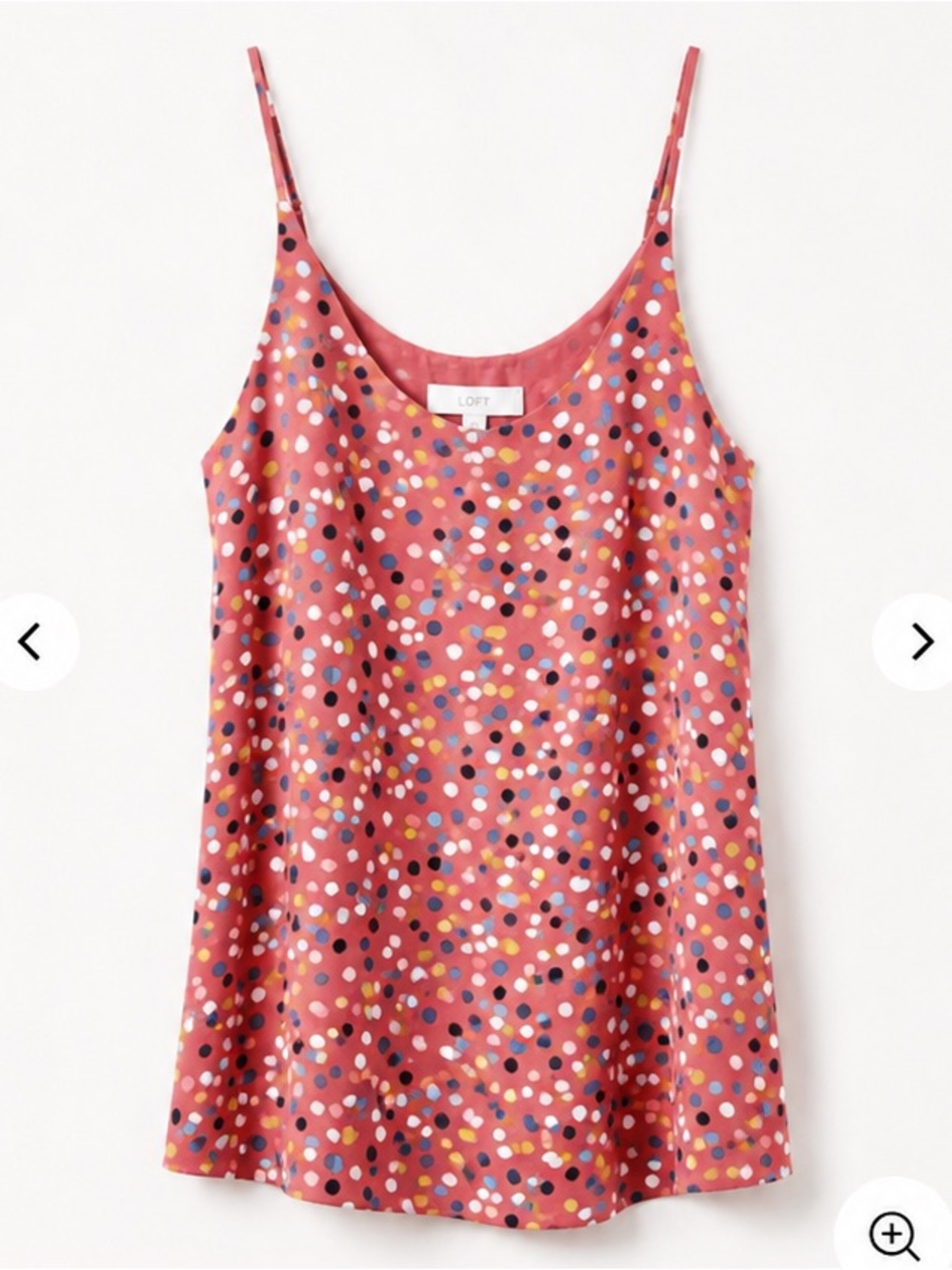 LOFT Vintage Rose Multi Dot Satin Cami with Adjustable Straps